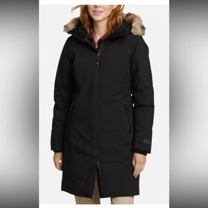 Eddie Bauer Women's Black Down Parka Coat size Large